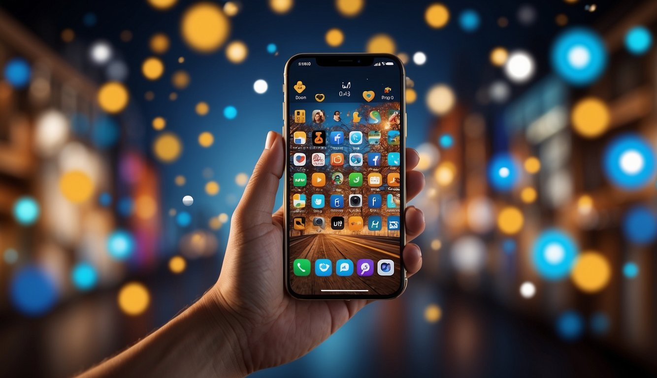A hand holding a smartphone with a streaming app open, surrounded by icons of various services with "Cashback" labels