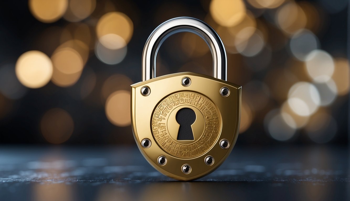 Secure cashback website with lock icon, shield, and padlock. Encrypted data, secure transactions, and protected user information
