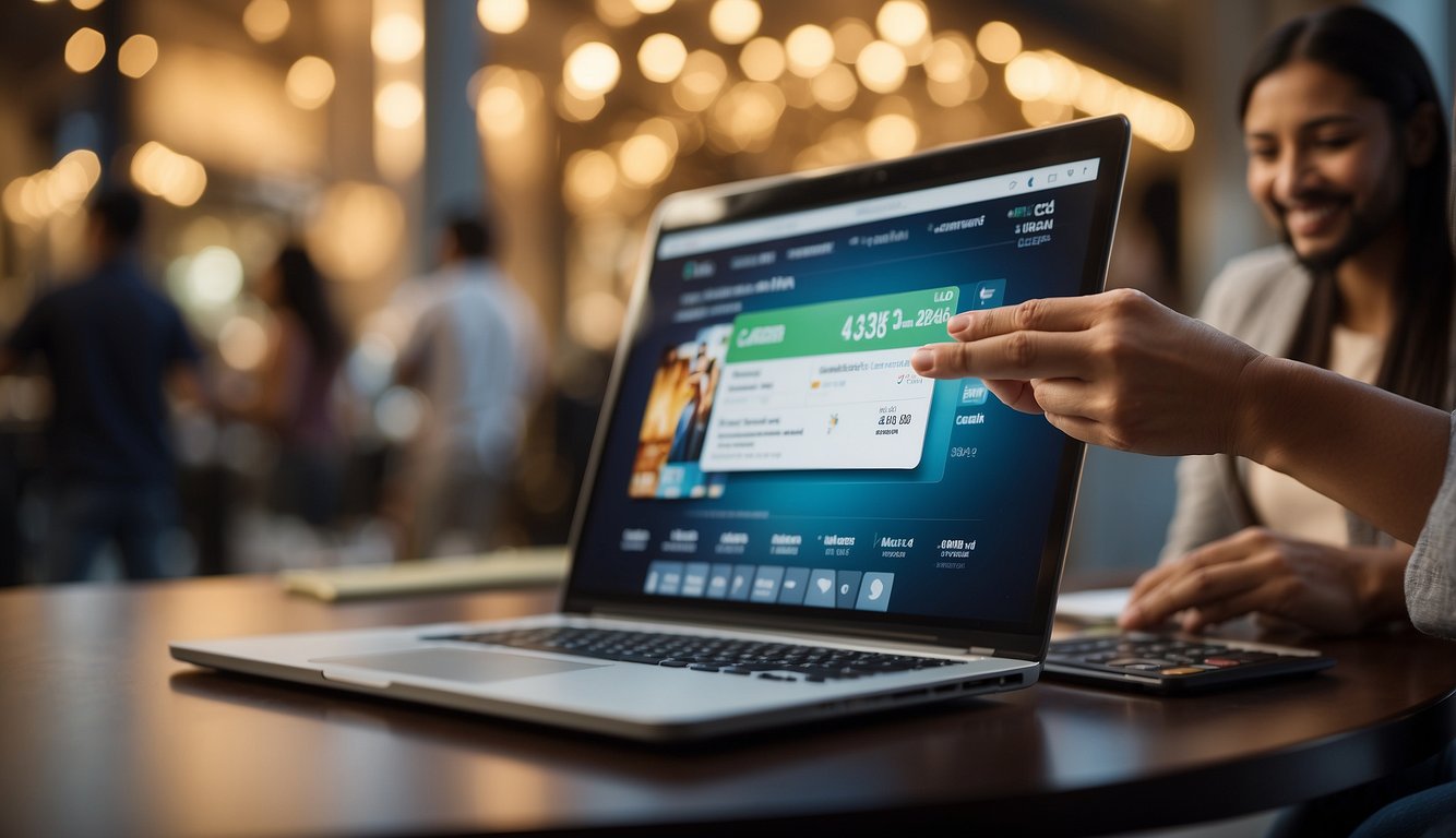 Users interacting with cashback platforms, clicking on offers, receiving cashback, and transferring money to their bank accounts